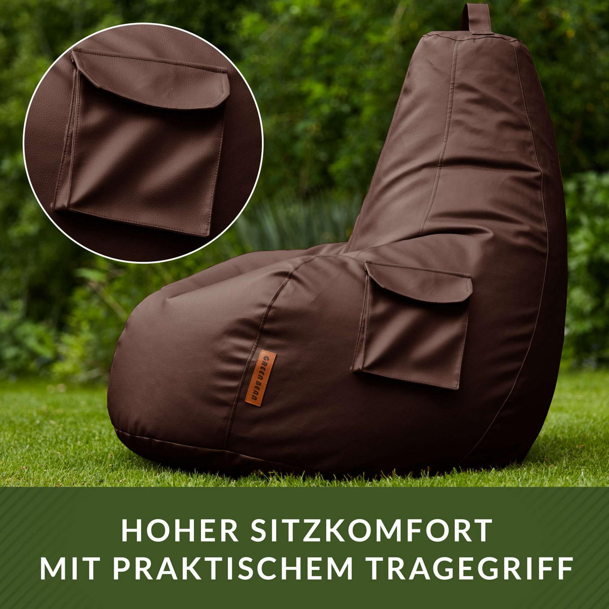 GAMING SITZSACK Cozy Kunstleder - Dunkelbraun, Textil (70/90/90cm) - Green Bean