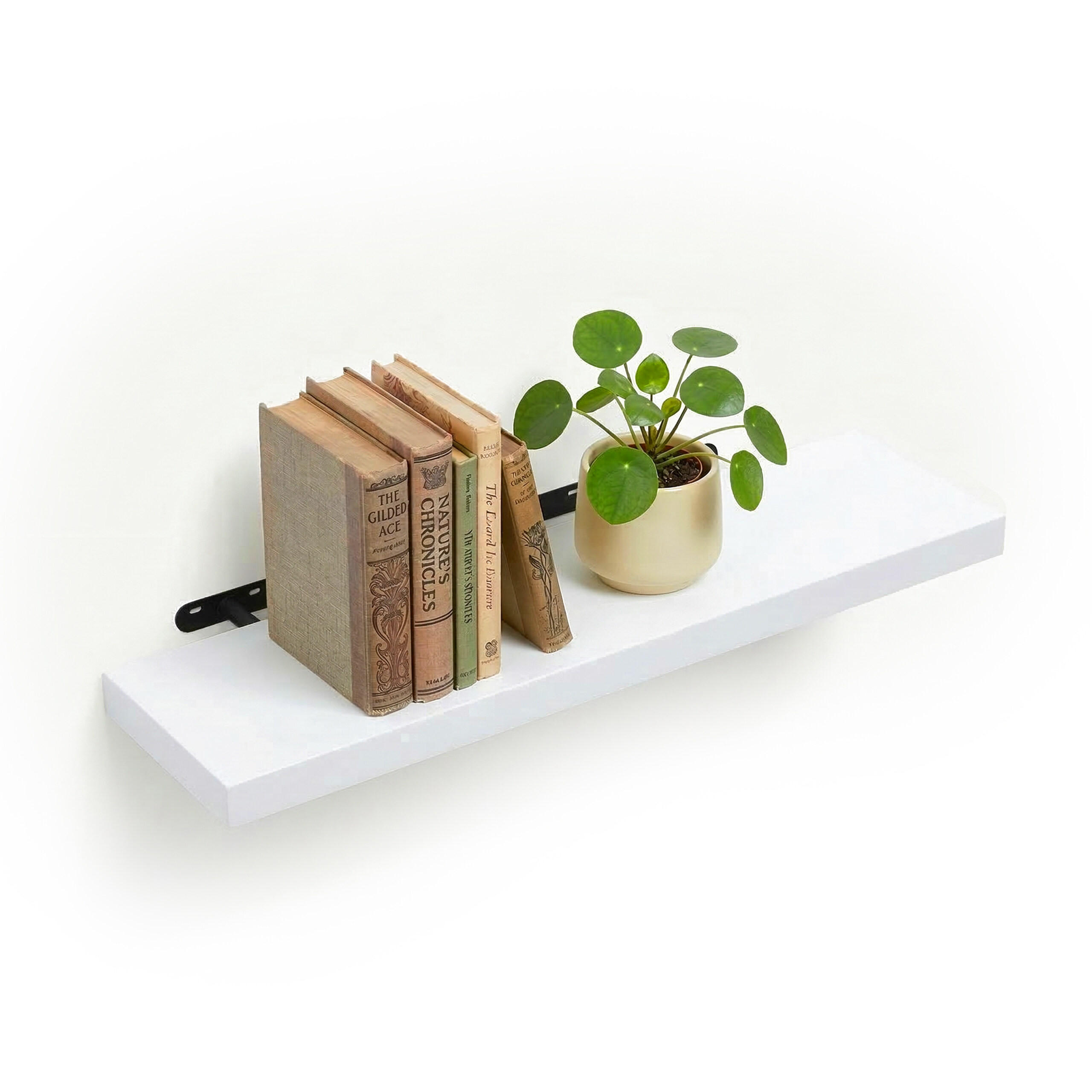 NÁSTENNÁ pol. - biela, kov/kompozitné drevo (100/4/23cm) - Relaxdays