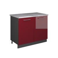 SPÜLENUNTERSCHRANK Fame-Line, Bordeaux Hochglanz/Anthrazit, 100 cm, AP Marmor - Bordeaux/Anthrazit, Holzwerkstoff (100/82/60cm) - Vicco