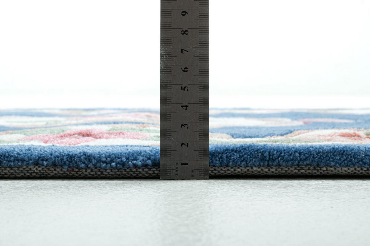 HANDTUFTTEPPICH Ming Bettumrandung 70x600 cm - Blau, Textil (70/600cm) - THEKO