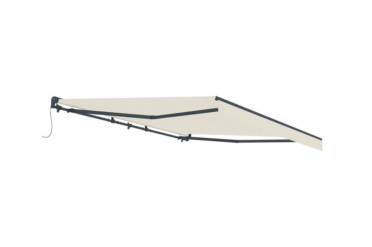 HALBKASSETTENMARKISE Fazzio Beige 4m x 3m motorisierte - Premium-Leinwand 320g/m² - Beige, Metall (400/270/300cm) - Cazeboo