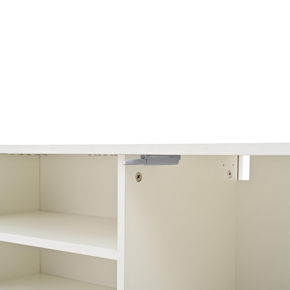 ANBAUWAND in Weiß TV Wohnwand-set inkl. TV-Board, Standregal und 2 Wandregal für Wohnzimmer, B180/T35/H33.5cm - Weiß, Holzwerkstoff/Metall (180/90/35cm) - STILVORA