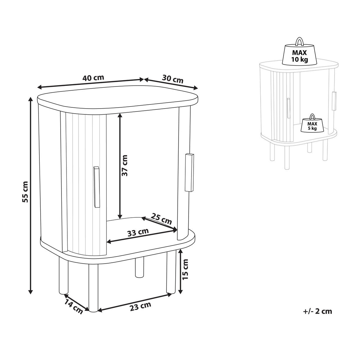 NACHTTISCH Braun Bradley - Dunkelbraun/Schwarz, Holzwerkstoff (30/40/55cm) - Beliani