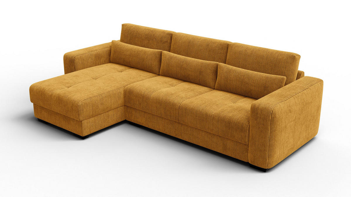 ECKSOFA OLI 4-Sitzer links, safran - Gelb, Holz/Textil (295/172cm) - Courtois Laville