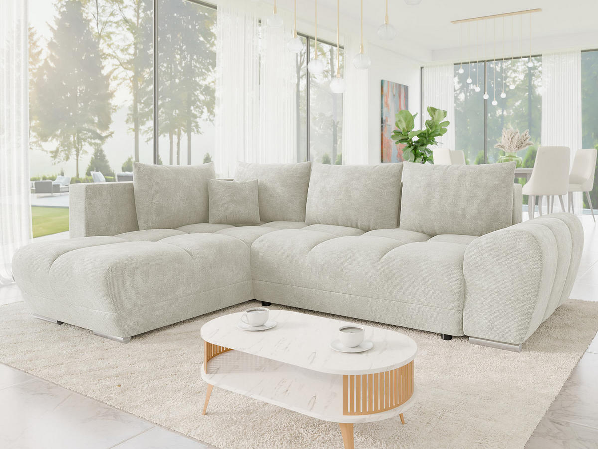 ECKSOFA Forest, Seite: Links - Sandfarben/Schwarz, Holz/Kunststoff (290/183cm) - MIRJAN24