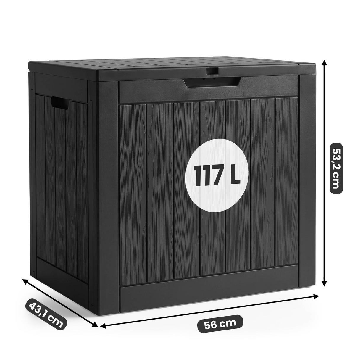 GARTENBOX 117L Schwarz - Schwarz, Kunststoff (56/53.2/43.1cm) - Akord