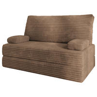 BETTSOFA LADIA aus Schaumstoff Cordstoff Beige Schlaffunktion - Beige, Textil (140/86/60cm) - MASSENO