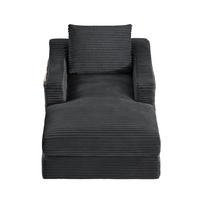 SOFAELEMENT 160/100/85 cm Dunkelgrau Cord mit Aufbewahrungstasche - Dunkelgrau, Textil (162/68/100cm) - Oxeza