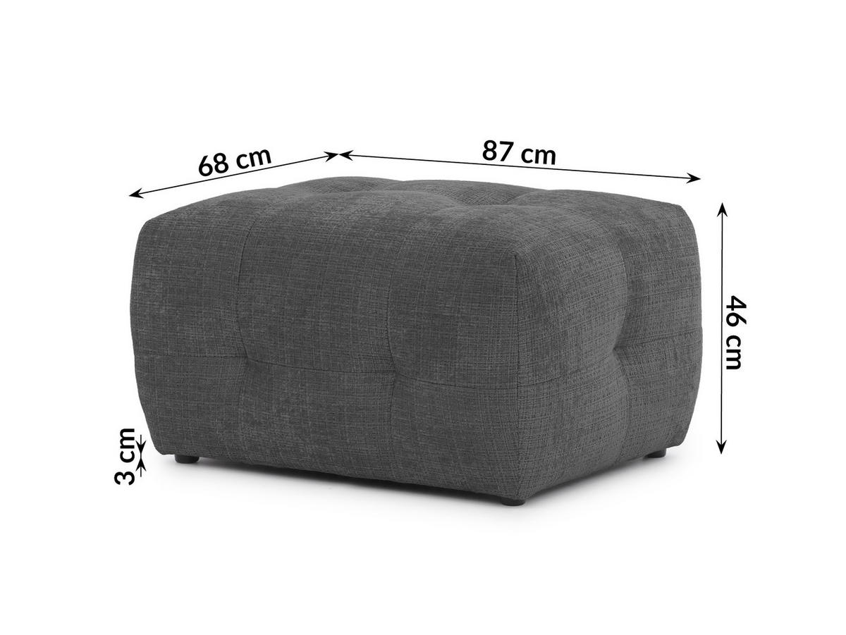 ECKSOFA inkl. Hocker Kozy im Bumpy-Design mit Schlaffunktion und fester Rückenlehne aus weichem Grau Chenille-Stoff - Ottomane rechts - Schwarz/Grau, Holz/Kunststoff (234/161cm) - S-Style Möbel
