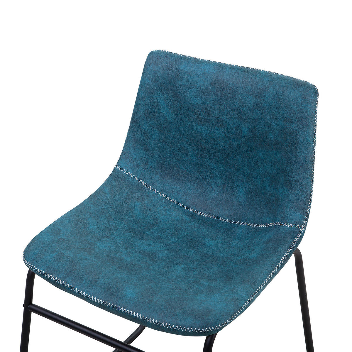 ESSZIMMERSTUHL 2er-Set Polsterbezug Blau Batavia - Blau, Textil/Metall (45/74/44cm) - Beliani