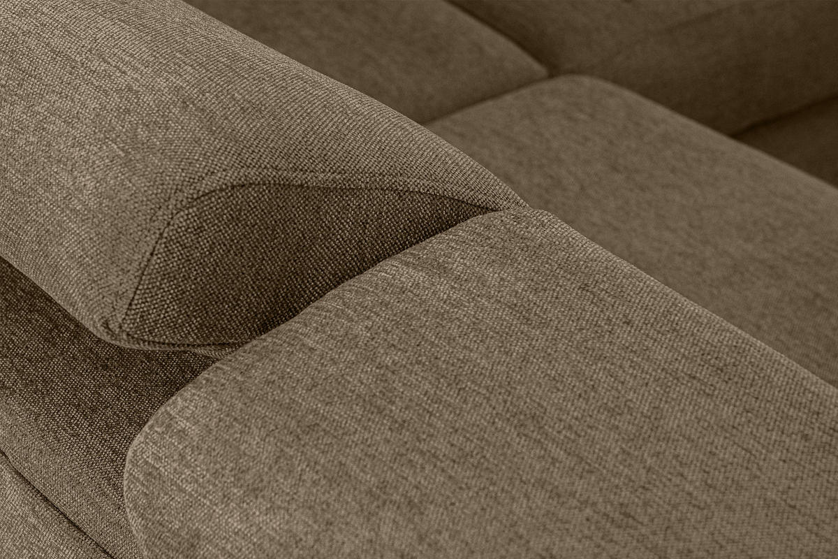 SCHLAFECKSOFA RATLO links 4/5-Sitzer mit Bettkasten, hellbraun - Hellbraun/Silberfarben, Textil (270/190cm) - KONSIMO®