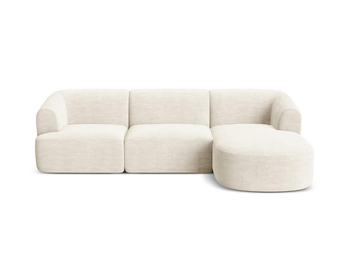 MODULARES-ECKSOFA rechts Campi aus Cord elfenbein 4 Sitzplätze - Ecru, Textil (156/256cm) - Cosmopolitan Design