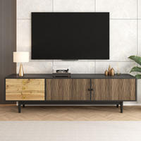 TV-SCHRANK Lowboard Wellenmuster 3 Schubladen - Naturfarben, Holz (180/50/38cm) - Fortuna Lai