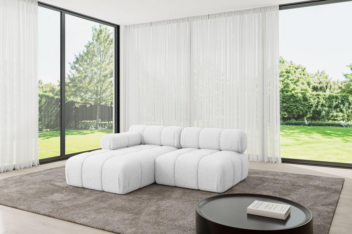 ECKSOFA modulares Sofa Razon-L1 - 190x160x70 cm Weiß Bouclé - Weiß, Holzwerkstoff/Textil (190/160cm) - ALTDECOR