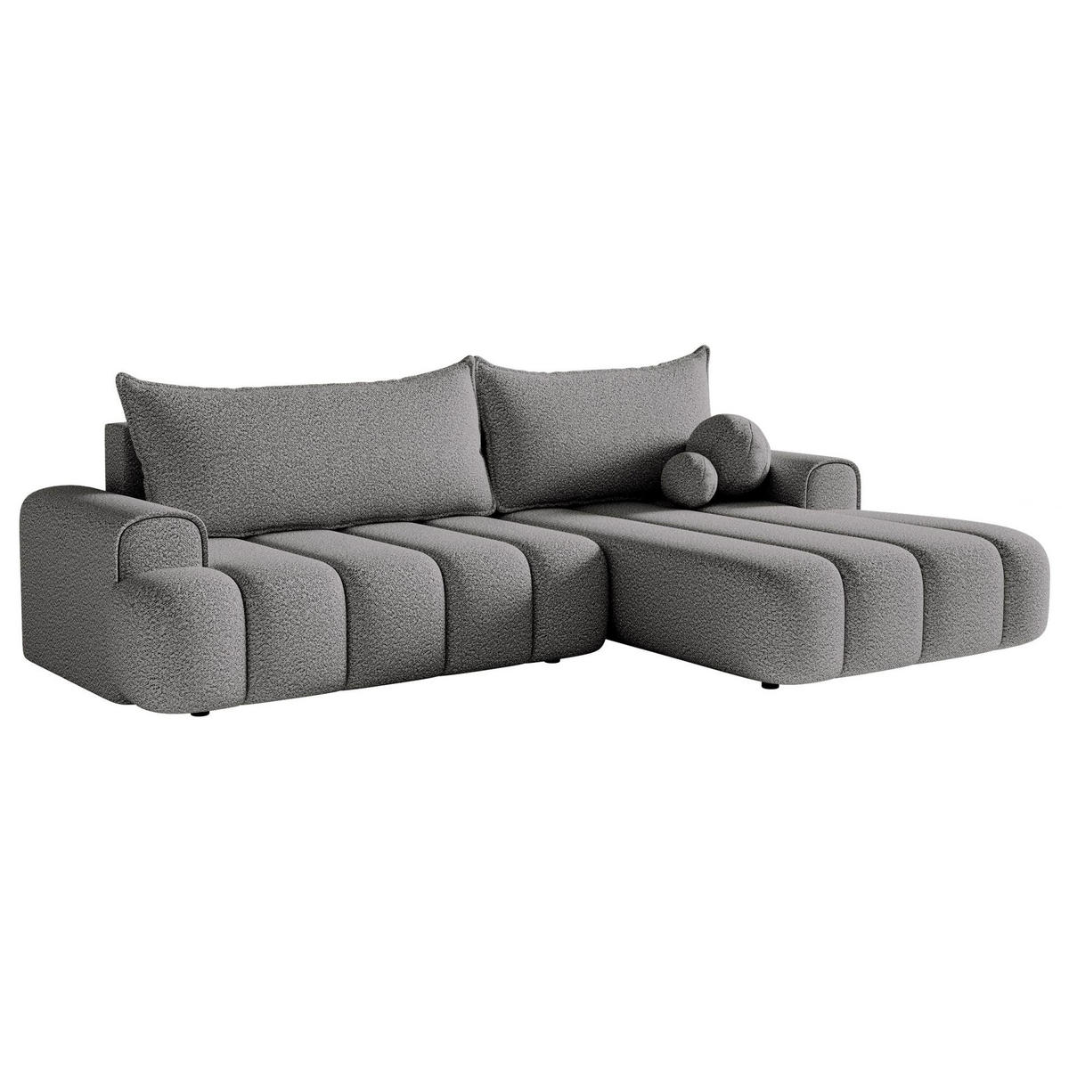 ECKSOFA Dandelino Grau mit Bouclé-Bezug, rechts - Schwarz/Grau, Kunststoff/Textil (172/271cm) - Selsey