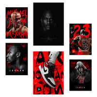 POSTER Set Mit 6 Ikonisches Jordan Grafiiti Rot & Schwarz A3 & A4 Rahmenlos - Klar, Papier (29/3cm) - Nacnic