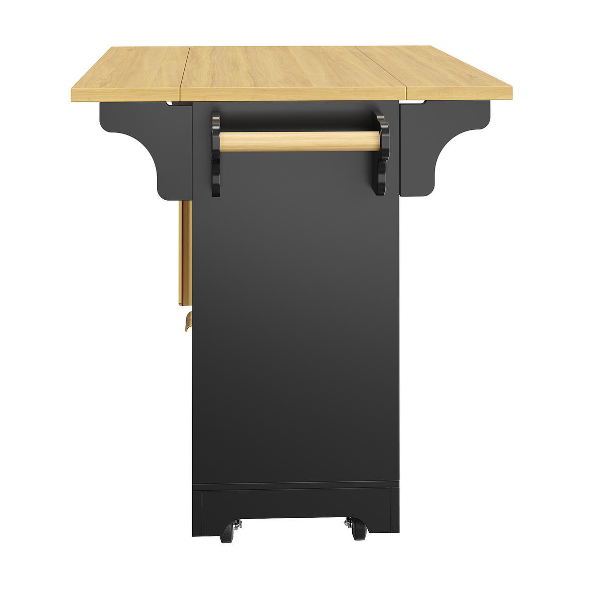 KÜCHENINSEL DE-38364 120/197 cm ausklappbar mit 3 Schubladen Schwarz - Schwarz, Holzwerkstoff (120/95/40cm) - ComfortXL