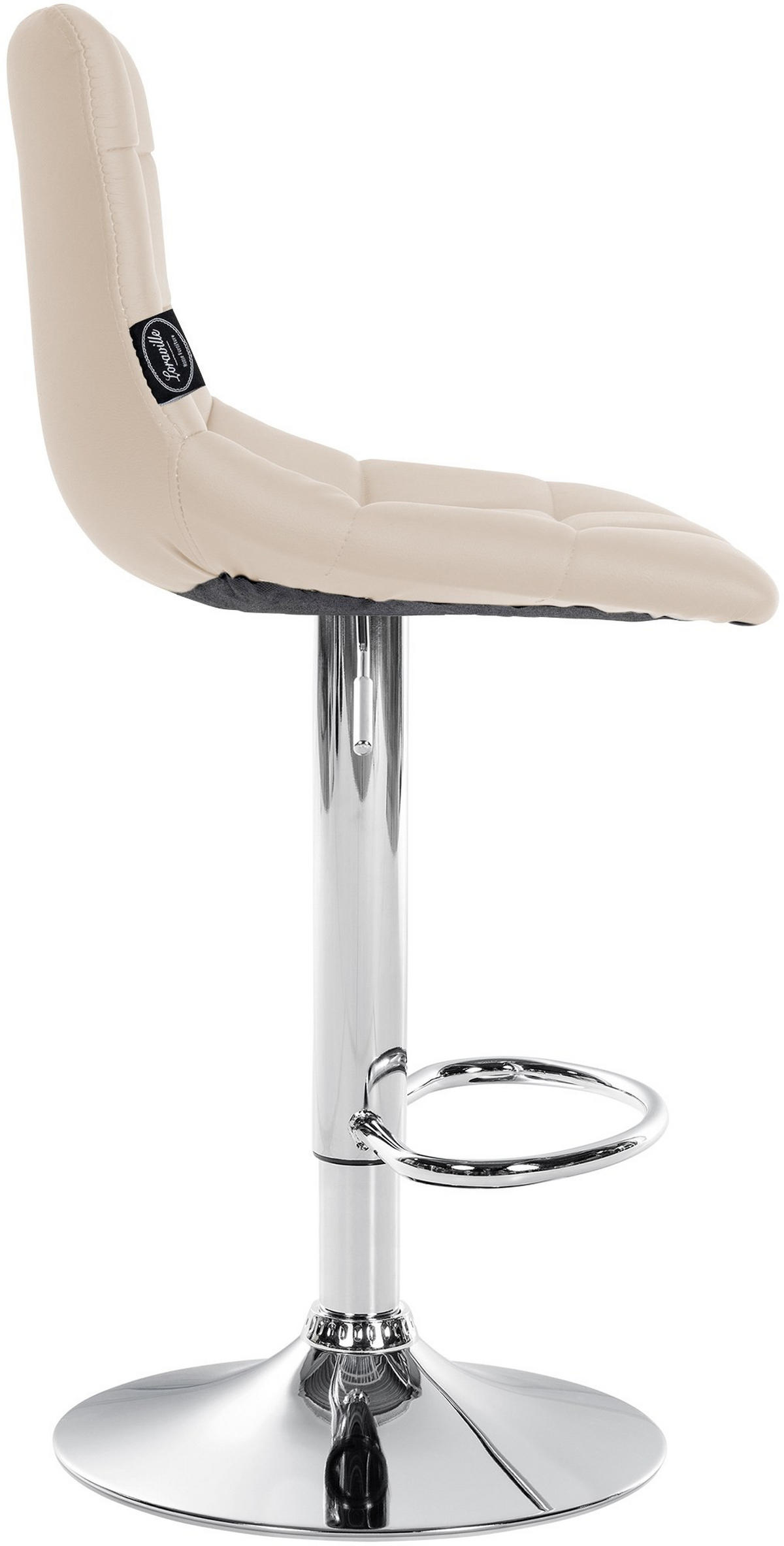 BARHOCKER 2er Set Lederlook creme - Chromfarben/Creme, Textil/Metall (43/87/46.5cm) - CLP
