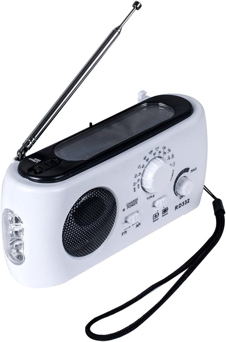RADIO – FM/AM – LED-Taschenlampe/Notladefunktion/Batteriebetrieben – Weiß - Weiß, Kunststoff (15/7/5cm)