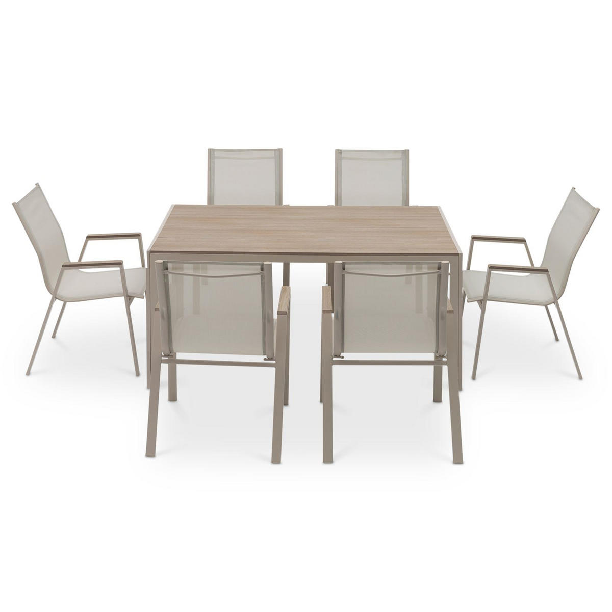 GARTENMÖBEL SET MONDELLO 7er Set hellgrau - Hellgrau, Metall - IDIMEX