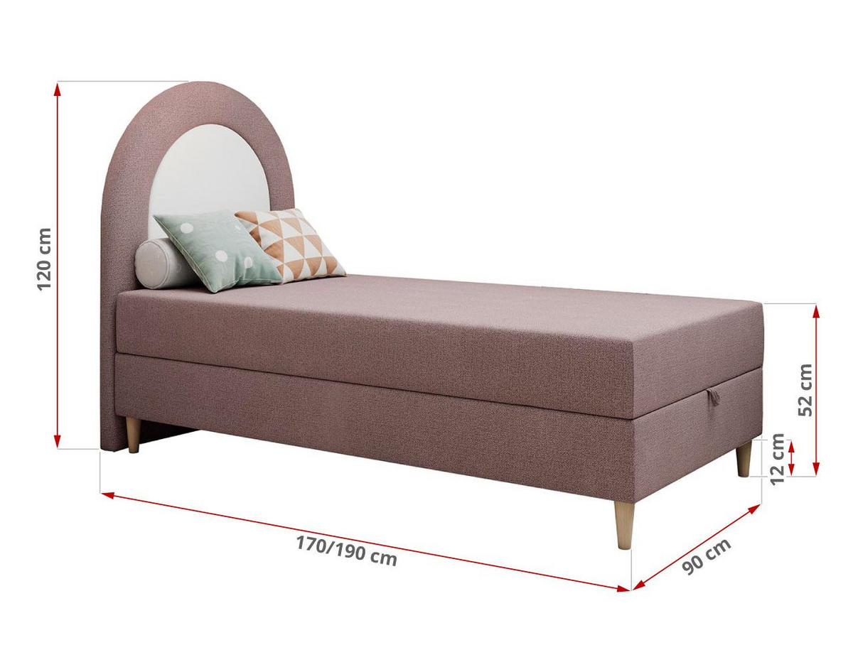 BOXBETT NEST 90/180 Rosa Struktur - H3 - Rosa, Holz/Textil (90/180cm) - MKS