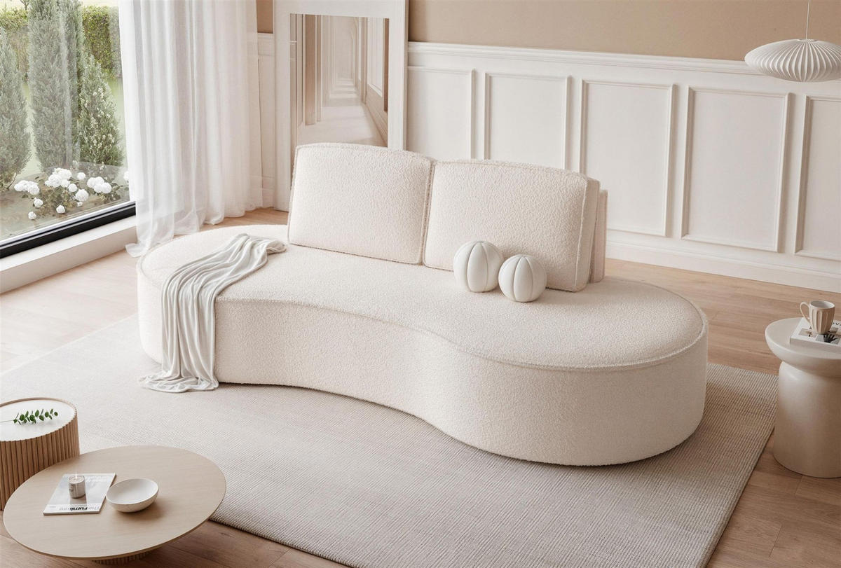 SOFA 3-sitzer Arlet In Stoff Abriamo - Creme, Holzwerkstoff/Textil (234/88/101cm) - Fun Möbel