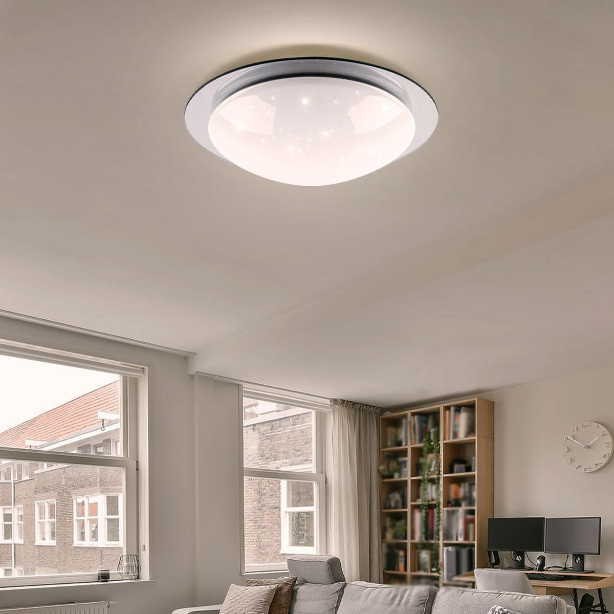 LED DECKENLEUCHTE Stahl Weiß - Weiß, Metall (38/38/10cm)