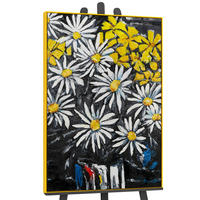 GEMÄLDE Schneeweiße Margeriten Schattenfugenrahmen Gelb 140x100 cm - Gelb, Holz (140/100cm) - YS-art gallery