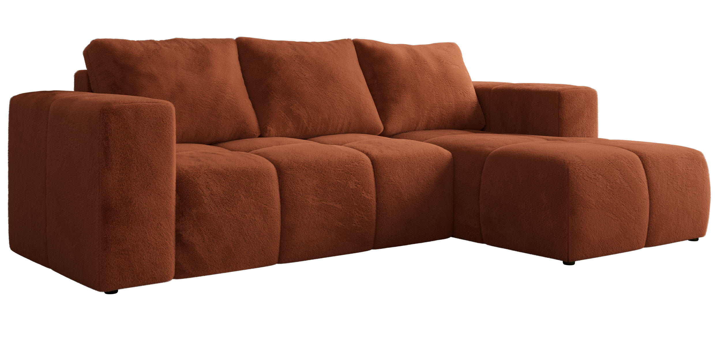 ECKSOFA MONIVA Orange Plüsch - Rechts - Schwarz/Orange, Kunststoff/Textil (266/164cm) - MKS