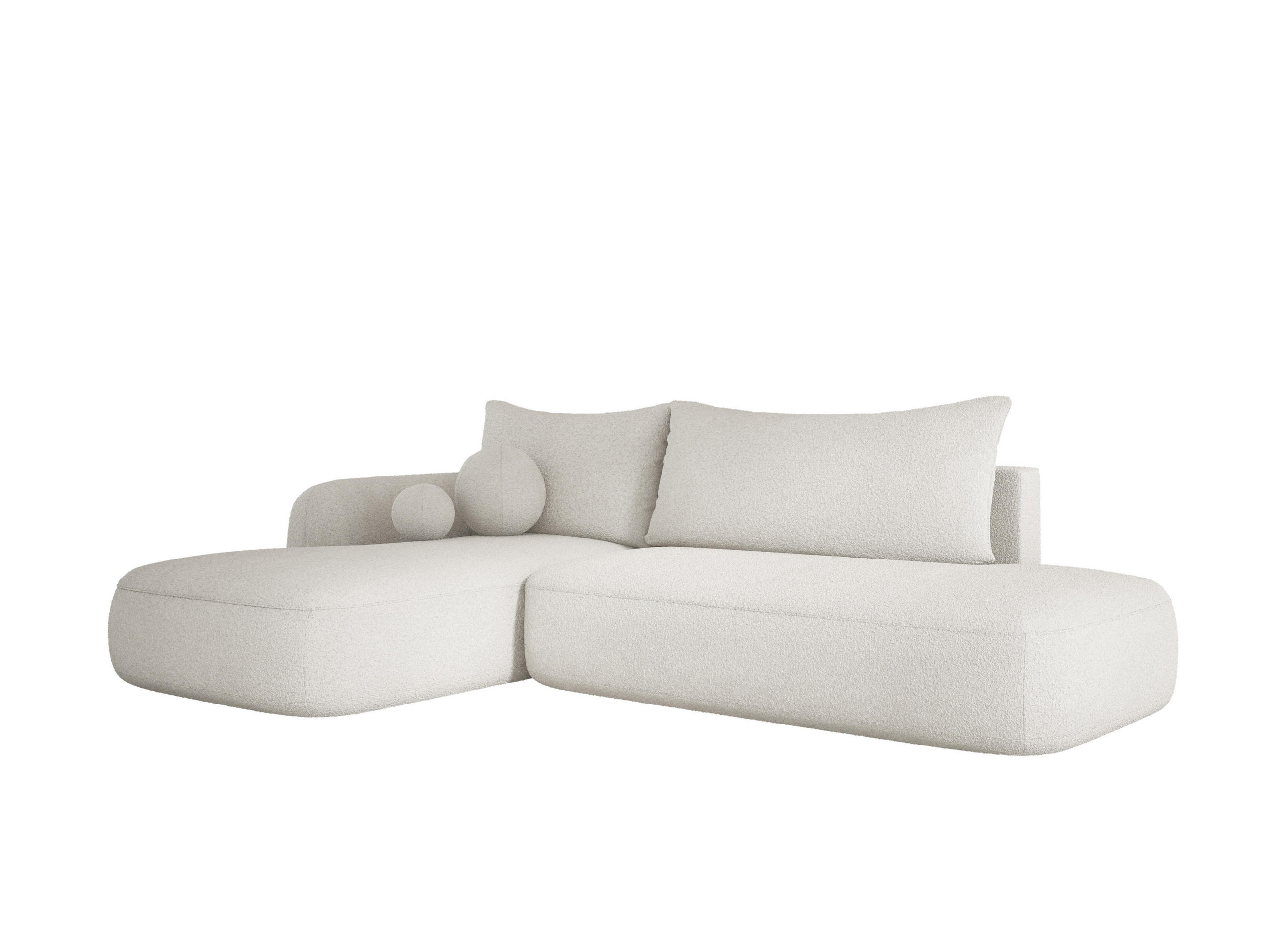 ECKSOFA BABU Mit Bettfunktion – Moderne Polsterecke Für Wohnzimmer Funktionales Schlafsofa Im Stoff NOW OR NEVER, 300x105x60cm, Linke, WEISS - Weiß, Holz/Textil (190/300cm) - DomoHome