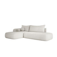 ECKSOFA BABU Mit Bettfunktion – Moderne Polsterecke Für Wohnzimmer Funktionales Schlafsofa Im Stoff NOW OR NEVER, 300x105x60cm, Linke, WEISS - Weiß, Holz/Textil (190/300cm) - DomoHome