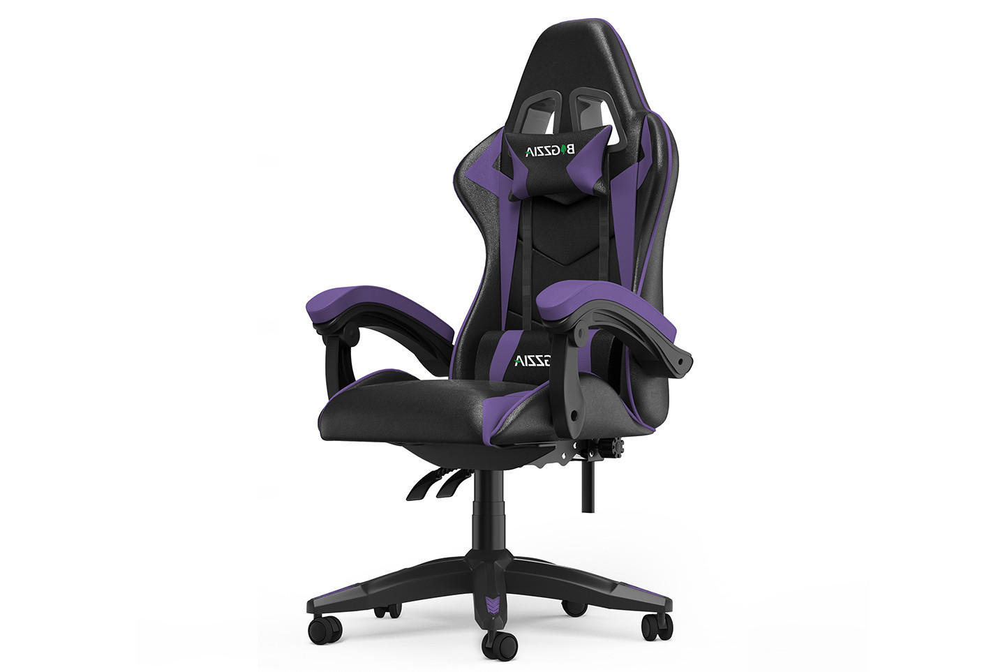 GAMING-STUHL ergonomisch, verstellbare Rückenlehne, Kissen – Schwarz/Lila - Lila, Leder (59/120/56cm) - Rattantree