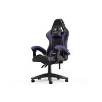 GAMING-STUHL ergonomisch, verstellbare Rückenlehne, Kissen – Schwarz/Lila - Lila, Leder (59/120/56cm) - Rattantree