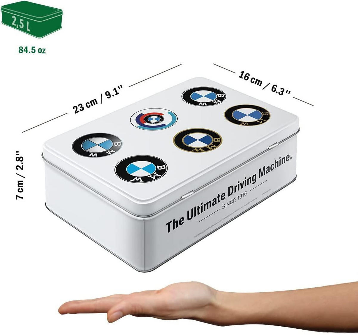 VORRATSDOSE flach BMW Logo Evolution - Multicolor, Metall (23/7/16cm) - Nostalgic-Art