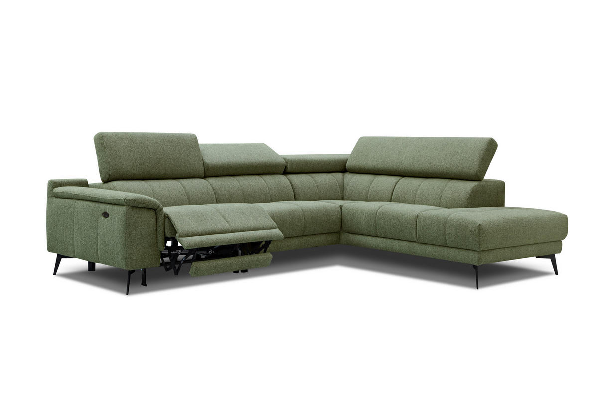 ECKSOFA FIERO 5-Sitzer mit 1 Relaxfunktion, olivgrün - Olivgrün, Holzwerkstoff/Textil (290/228cm) - Courtois Laville