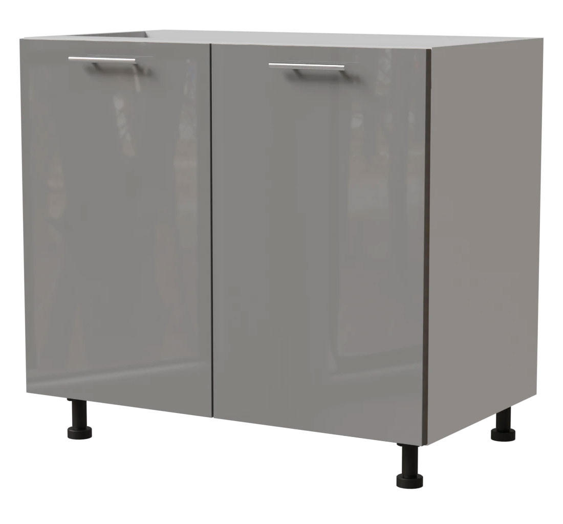 Feldmann-Wohnen Küchenunterschrank Grau, Weiß 90x82x50 cm