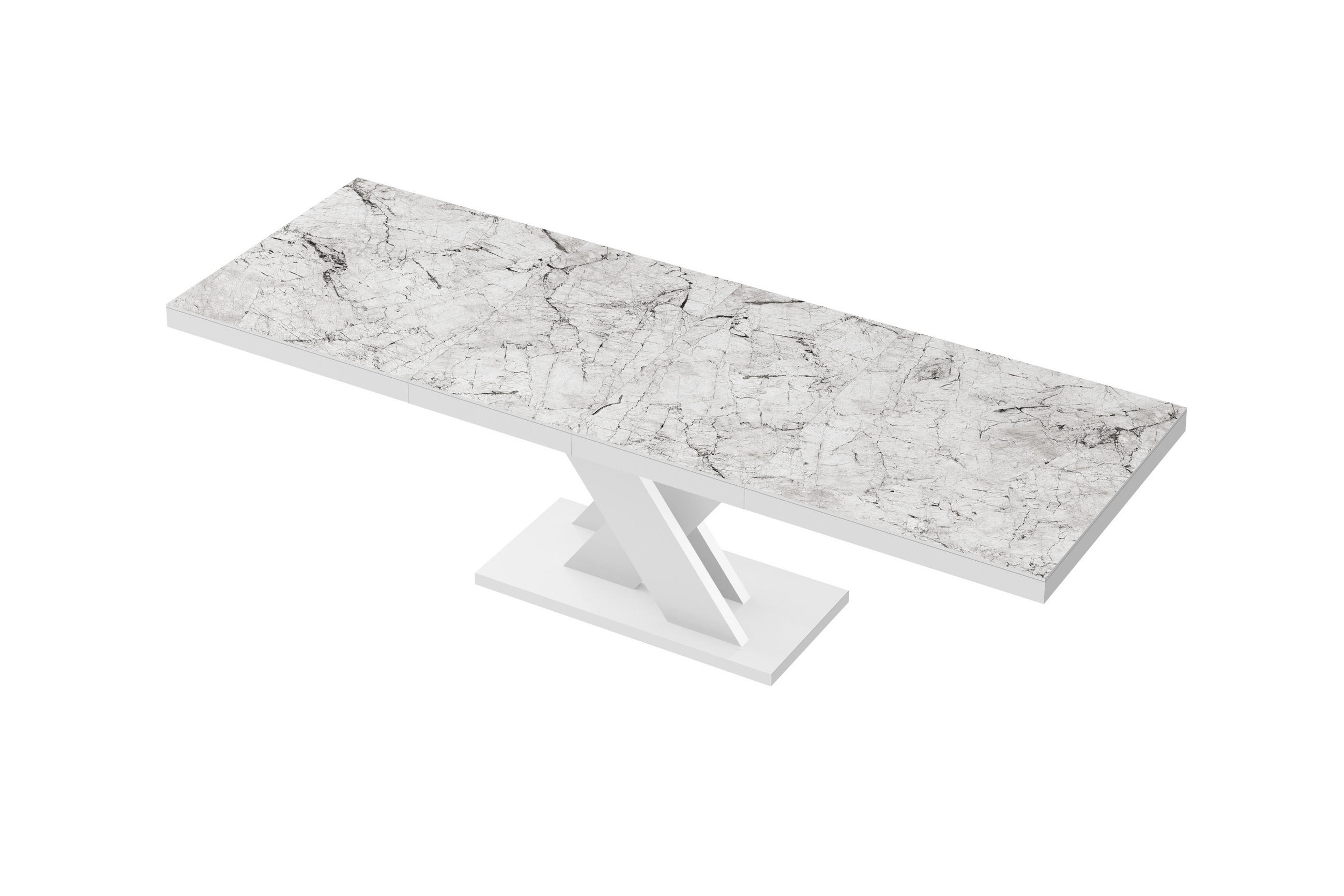 ESSTISCH Rechteckig Marmor Weiß Hochglanz 120/89/75 cm - Weiß Hochglanz/Creme, Holzwerkstoff (89/160/75cm) - designimpex