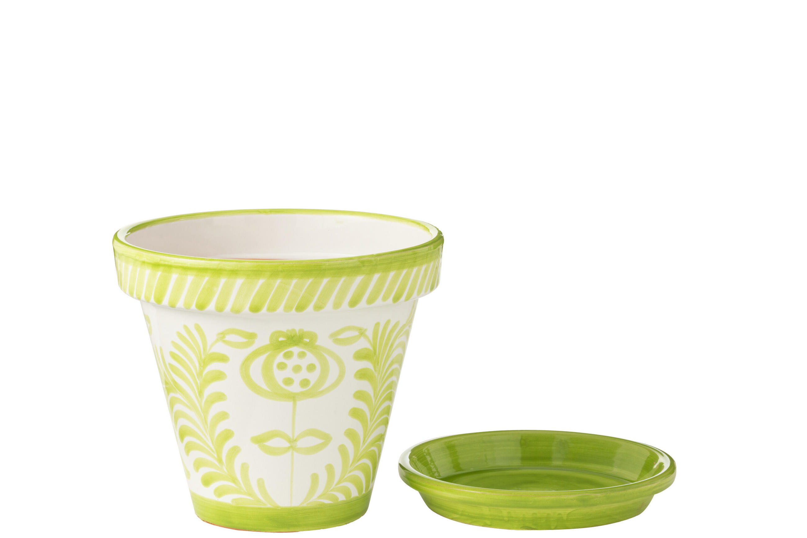 BLUMENTOPF GRANADA PATTERN - Töpferei - Grün - L - Ø 35 cm - Multicolor, Keramik (35/33cm) - J-Line