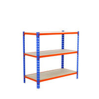 SCHWERLASTREGAL Baby Muli HxBxT 90 x 120 x 50 cm 3 Fachböden Fachlast 200 kg Blau-Orange - Gelb, Metall (120/90/50cm) - PROREGAL