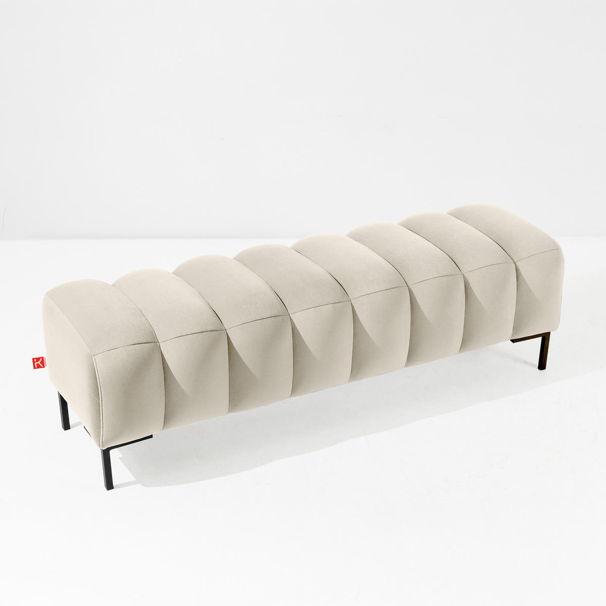POLSTERBANK Bettbank PECCO, Metallbeinen - Creme/Schwarz, Holz/Textil (160/50/50cm) - KONSIMO®