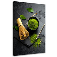 LEINWANDBILD Matcha-Tee 70x100cm - Grün, Textil (70/100cm) - Feeby