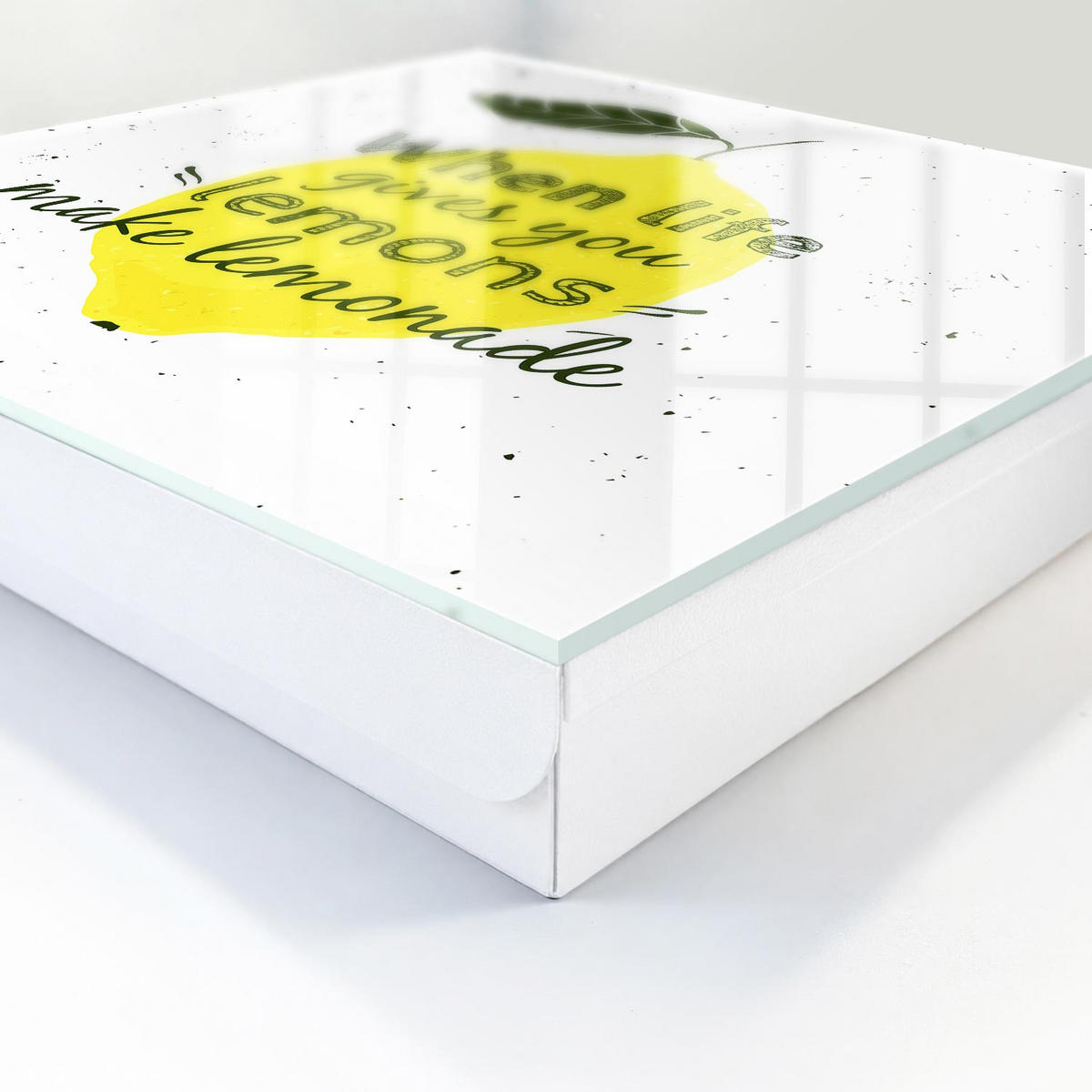 SCHLÜSSELBOX Weiß 30x30 cm – Türöffnung nach rechts - Zitronenmotiv - Gelb, Metall (30/30/5cm) - TULUP