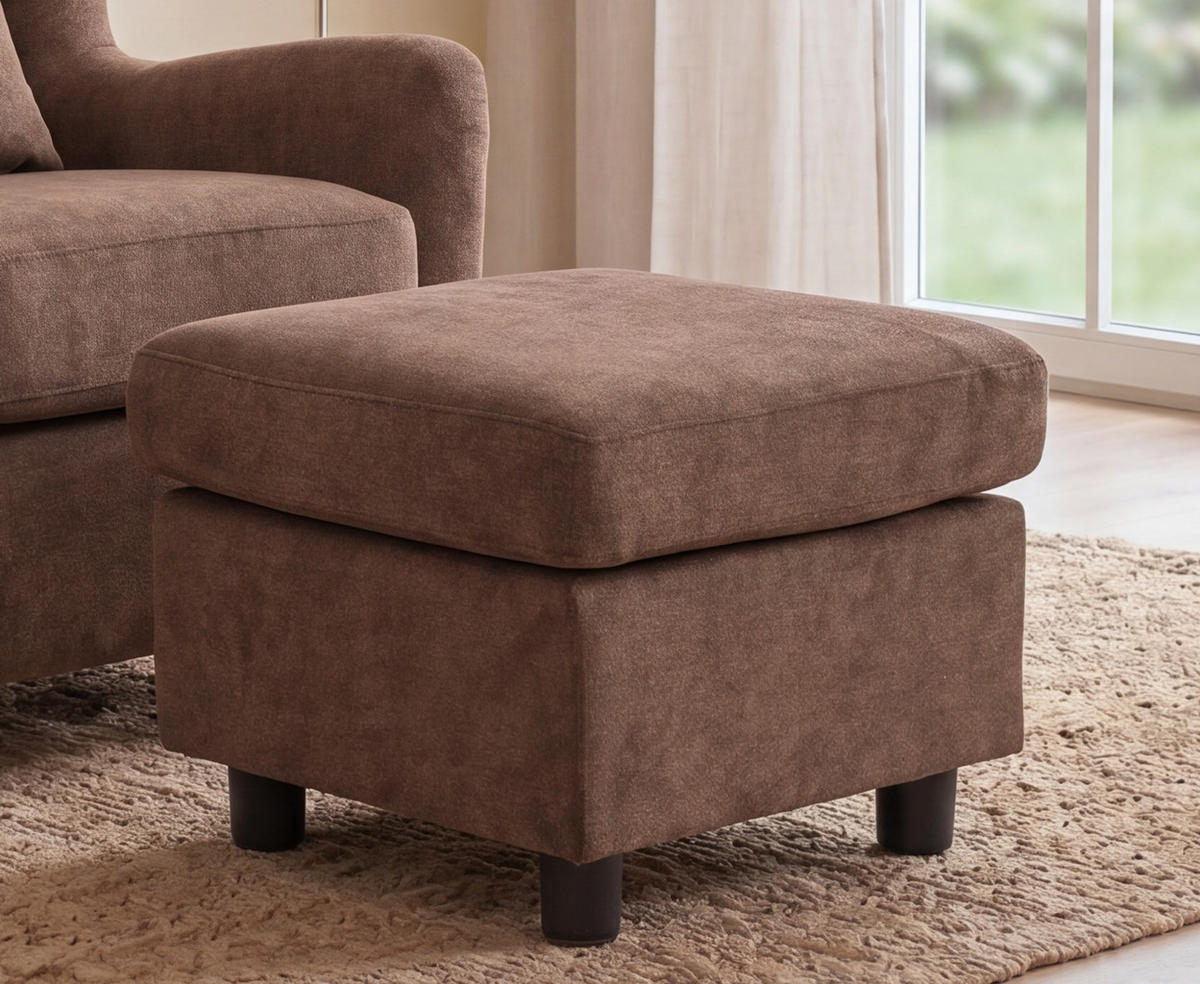 OHRENSESSEL mit HOCKER, hoher Sitzkomfort durch Taschenfederkern, Mikrofaser Braun / 16147 - Schwarz/Braun, Holz/Textil (89/95/79cm) - luma-home