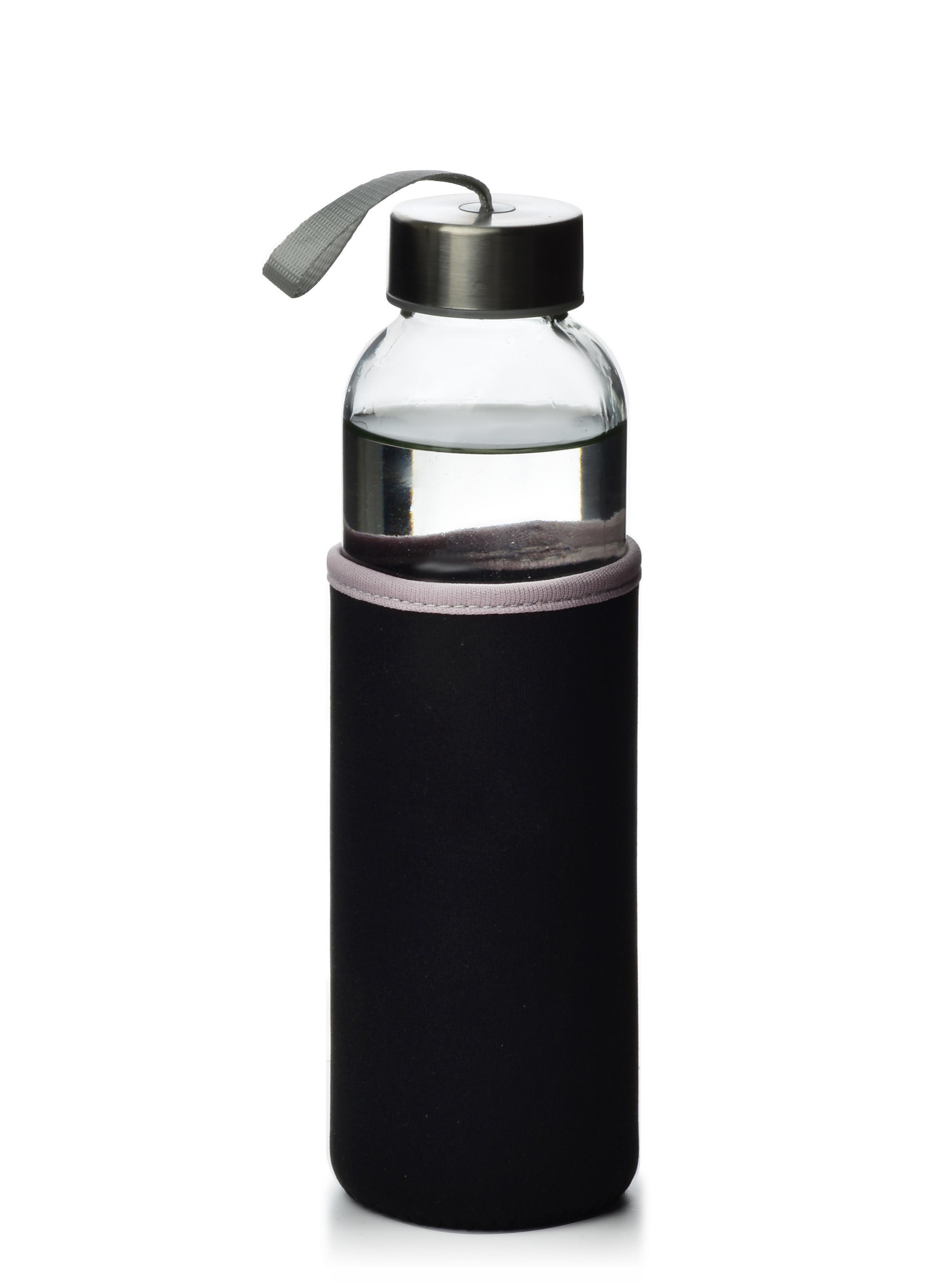 FLASCHE Hollie Clear Transparent Schwarz 6.5/6.5/22 cm Glas - Transparent/Schwarz, Glas (0.5L) - Mondex