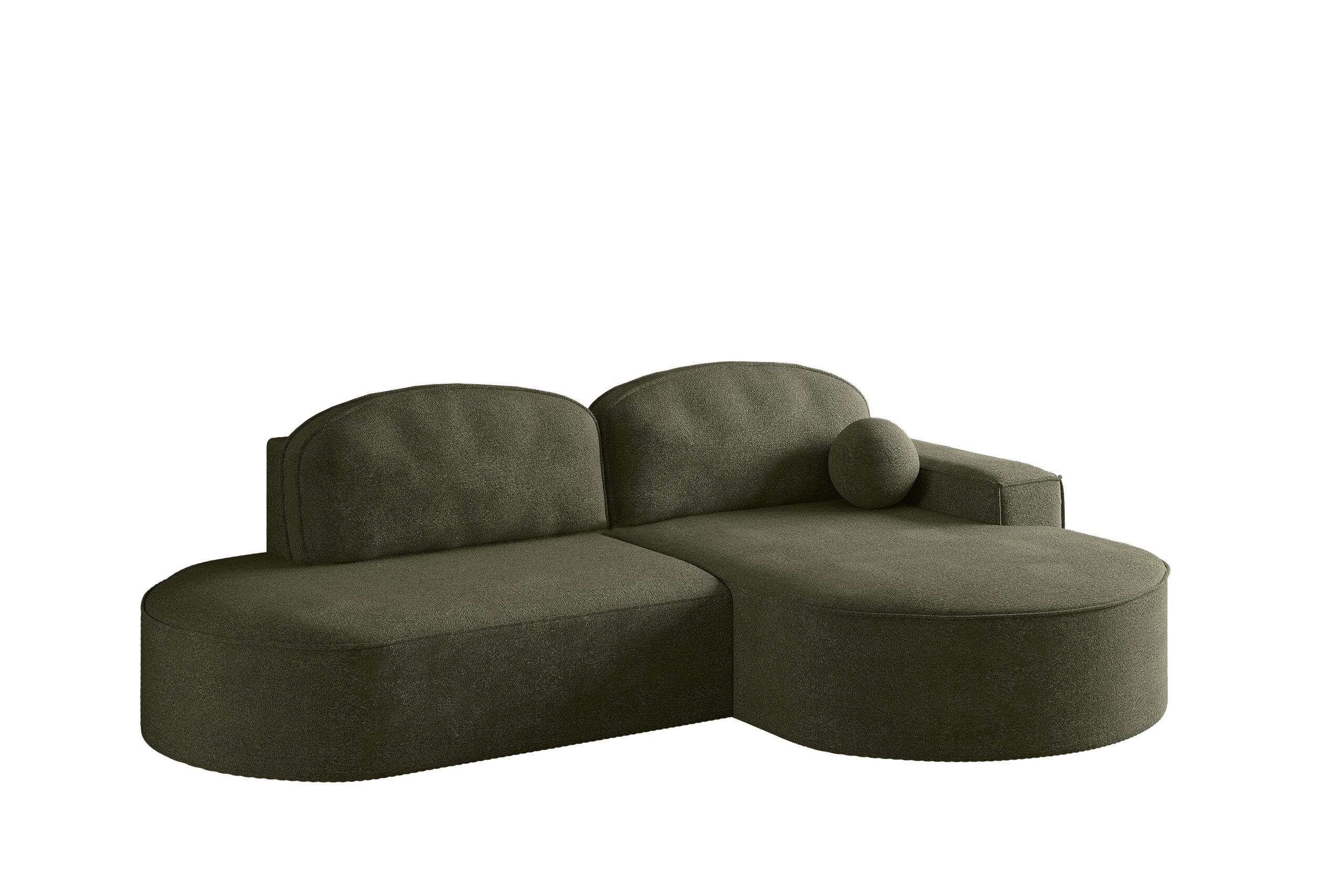 ECKSOFA mit Schlaffunktion und Bettkasten Modena Runden stoff Arena Grün Rechts - Grün, Holz (278/179cm) - Kaiser Möbel