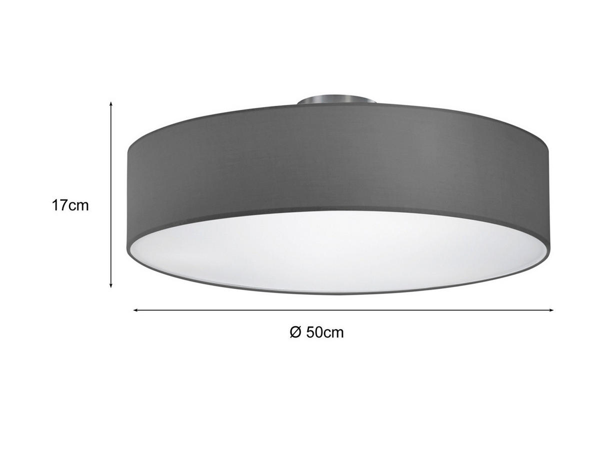 LED-DECKENLAMPE Ø50cm, Lampenschirm Stoff Grau - Grau, Textil (50/50/17cm) - meineWunschleuchte