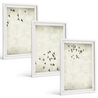 BILDER SET 3er Set - 40x60 cm Weißer Rahmen - Minimalistische Vogelmalerei - Weiß, Kunststoff (40/60cm) - TULUP