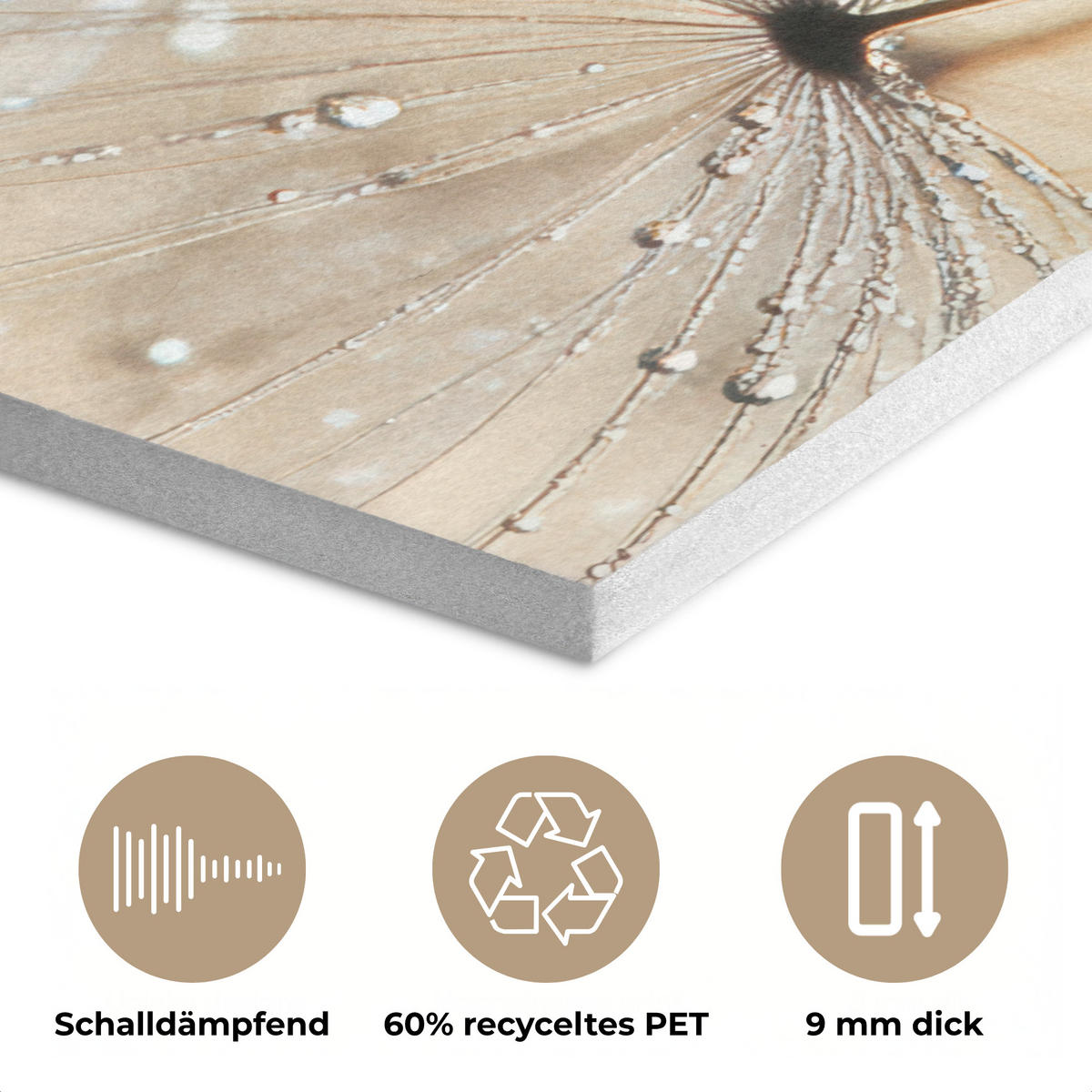 AKUSTIKPANEEL Löwenzahn - Abstrakt - Natur - Beige 60x80 cm - Braun, Textil (60/0.9/80cm) - MuchoWow