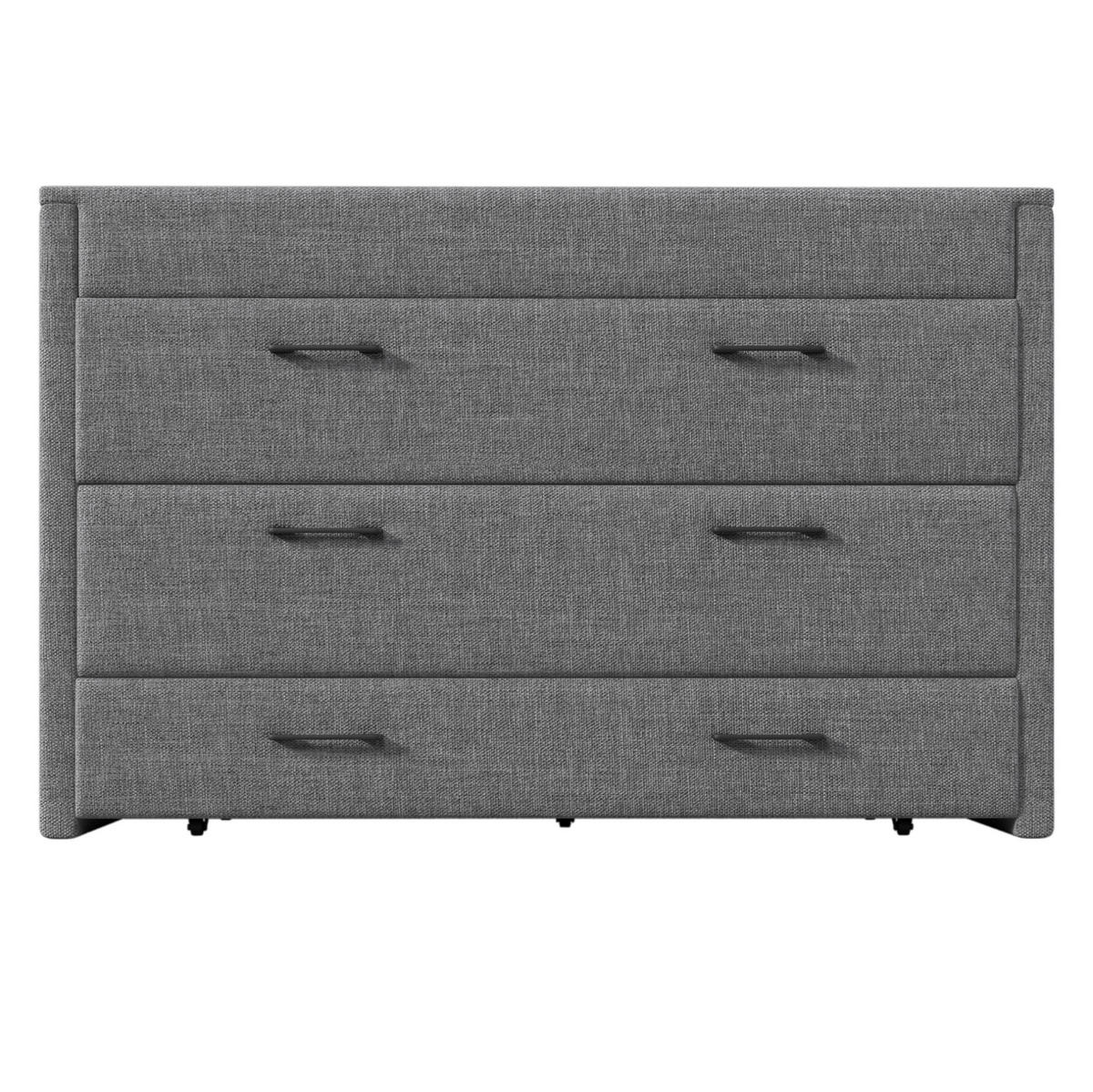 BETT 140/200 cm in Grau – Schrankbett mit Schublade und USB/Typ-C - Grau, Textil (140/200cm) - BEAOK
