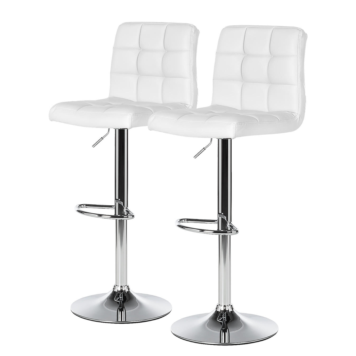 BARHOCKER - Metall / Kunstleder - Chromfarben/Weiß, Kunststoff/Metall (46/97/50cm) - home24